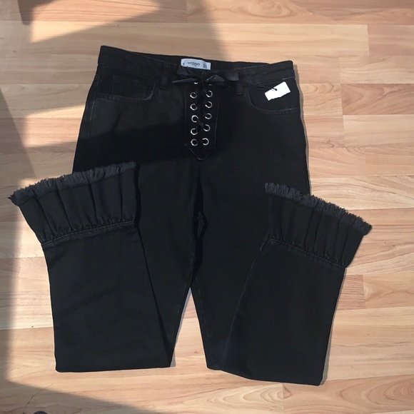 Mango Denim - Mango | Tie Front Denim Ruffle Bottom NEW